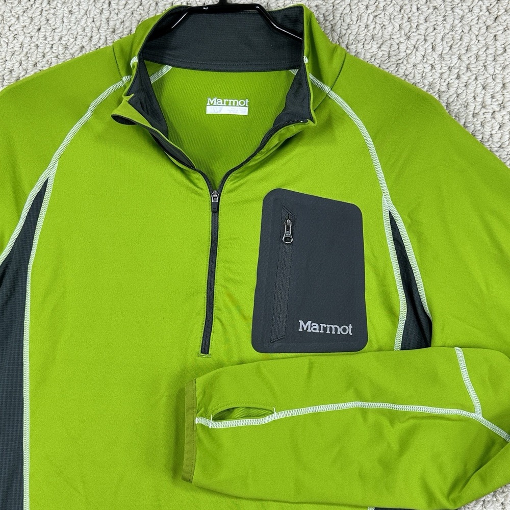Marmot 1/4 Zip Mens M Lime Green Athletic Pullover Jacket Stretch UPF 50